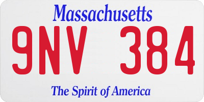 MA license plate 9NV384