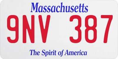 MA license plate 9NV387