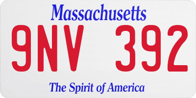 MA license plate 9NV392
