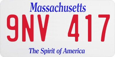 MA license plate 9NV417