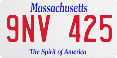 MA license plate 9NV425