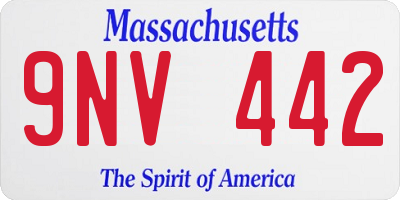 MA license plate 9NV442