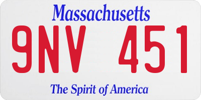 MA license plate 9NV451
