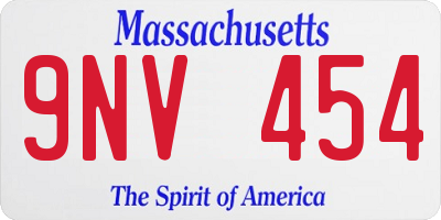 MA license plate 9NV454