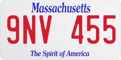 MA license plate 9NV455