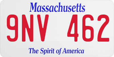 MA license plate 9NV462