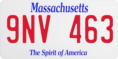 MA license plate 9NV463