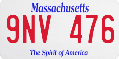 MA license plate 9NV476