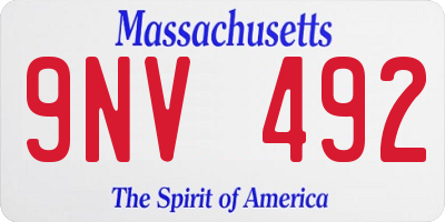 MA license plate 9NV492