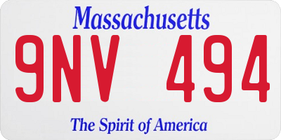 MA license plate 9NV494