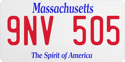 MA license plate 9NV505