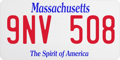 MA license plate 9NV508