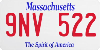 MA license plate 9NV522