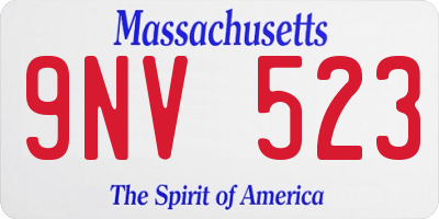 MA license plate 9NV523