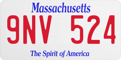 MA license plate 9NV524