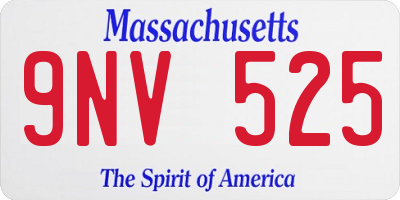 MA license plate 9NV525