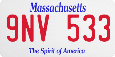 MA license plate 9NV533