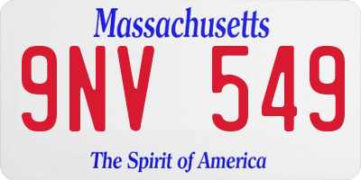 MA license plate 9NV549