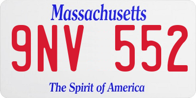 MA license plate 9NV552