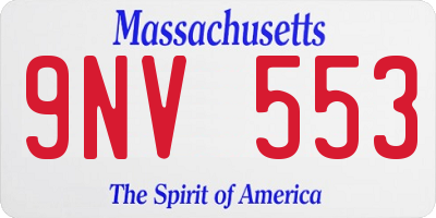 MA license plate 9NV553