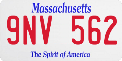 MA license plate 9NV562