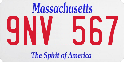 MA license plate 9NV567
