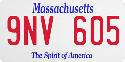 MA license plate 9NV605