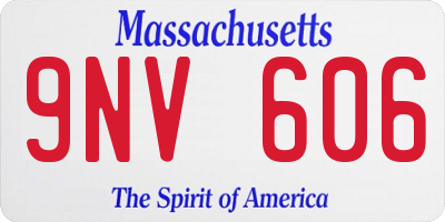 MA license plate 9NV606