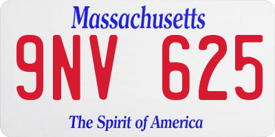 MA license plate 9NV625