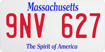 MA license plate 9NV627
