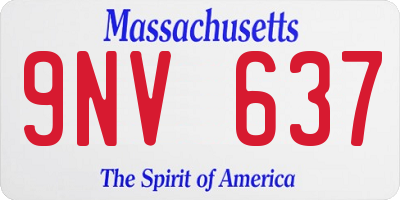 MA license plate 9NV637