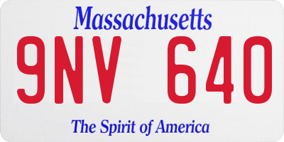 MA license plate 9NV640