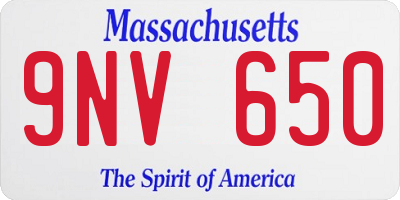 MA license plate 9NV650