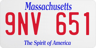 MA license plate 9NV651