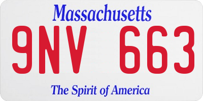 MA license plate 9NV663