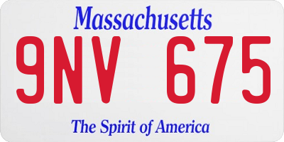MA license plate 9NV675