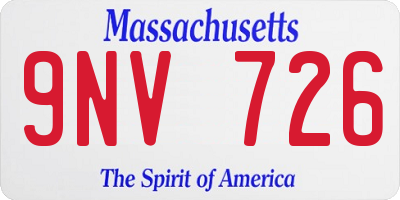 MA license plate 9NV726