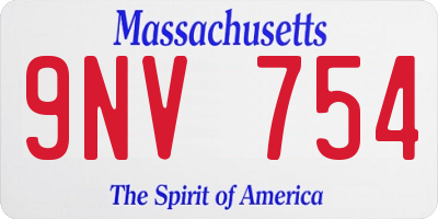 MA license plate 9NV754