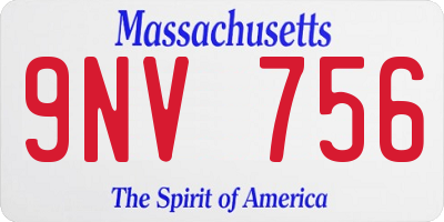 MA license plate 9NV756