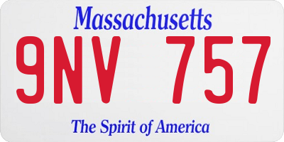 MA license plate 9NV757