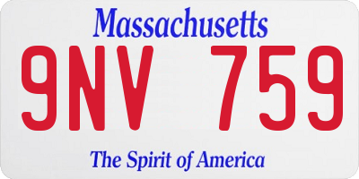 MA license plate 9NV759