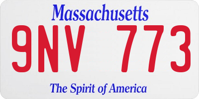 MA license plate 9NV773