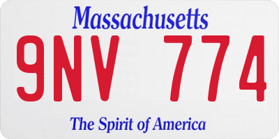 MA license plate 9NV774