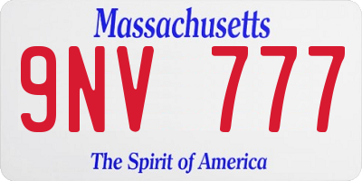 MA license plate 9NV777