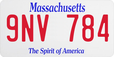 MA license plate 9NV784