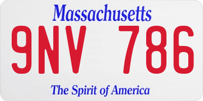MA license plate 9NV786