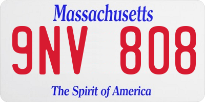 MA license plate 9NV808