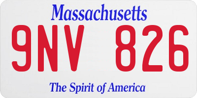 MA license plate 9NV826