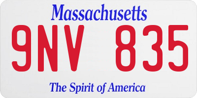 MA license plate 9NV835