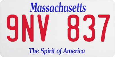 MA license plate 9NV837